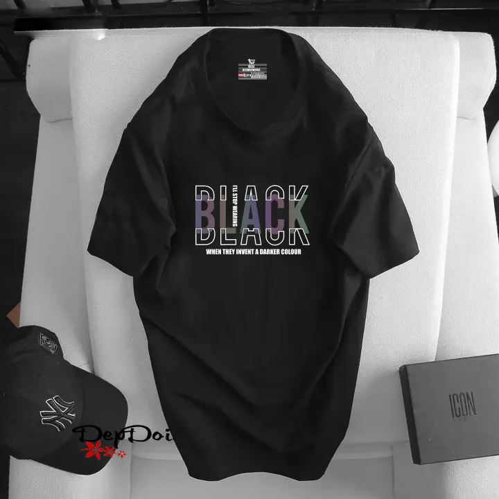 Áo thun nam cổ tròn cotton BLACK phản quang cực phong cách