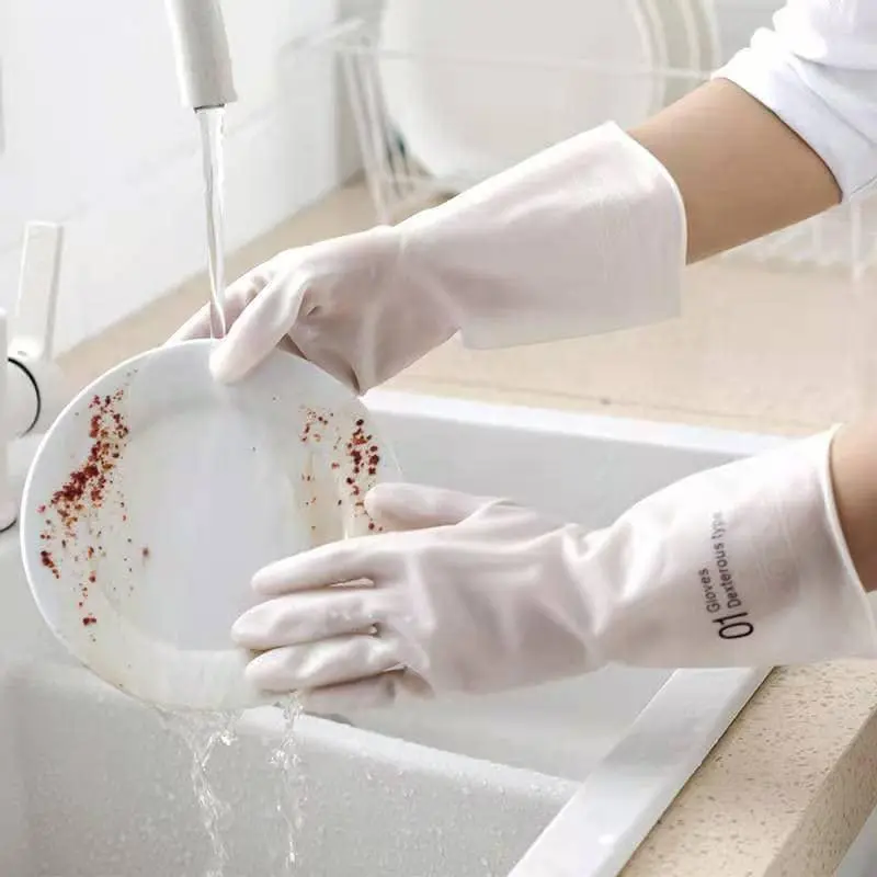 1 pair Household Kitchen Cleaning Rubber Gloves Durable Gloves Dishwashing and Vegetable Gloves