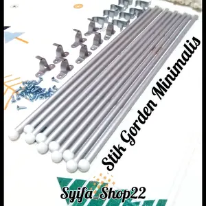 Stik Gorden Minimalis Alma 1 Pasang 2 Batang + 4 Biji Kaki + 4 Biji Mur Lengkap untuk Satu Gorden Jendela - Curtain, Tirai