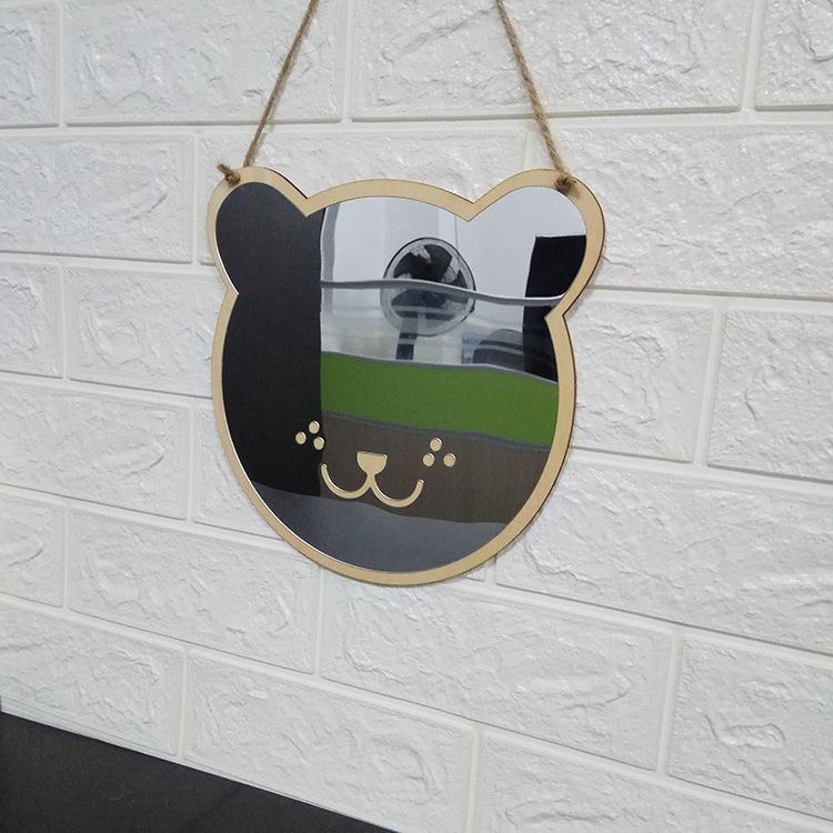Product Introduction of Acrylic Wooden Mirror Cute Teddy Bear Mirror Home Decor Creative Home Wooden Crafts Wall Decorations Makeup Mirrors 5