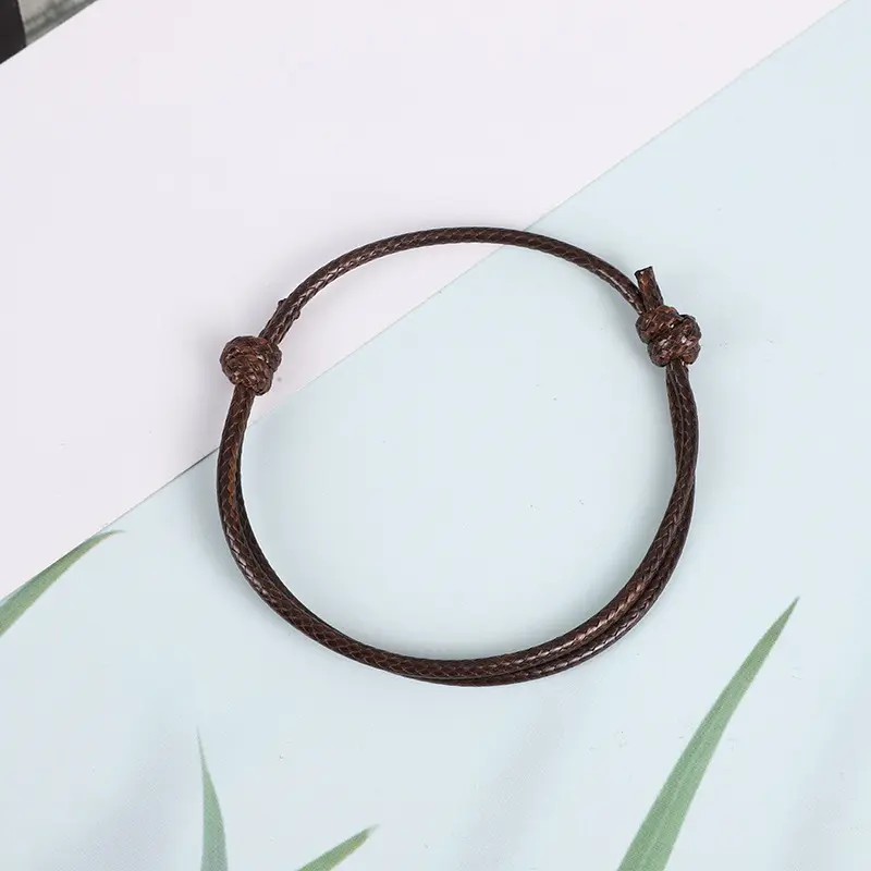 Handmade Woven Couple Best Friends Adjustable Bracelet Korean Style Wax Leather Rope Unisex Bracelet Anklet Lucky Rope gelang hitam mati rasa