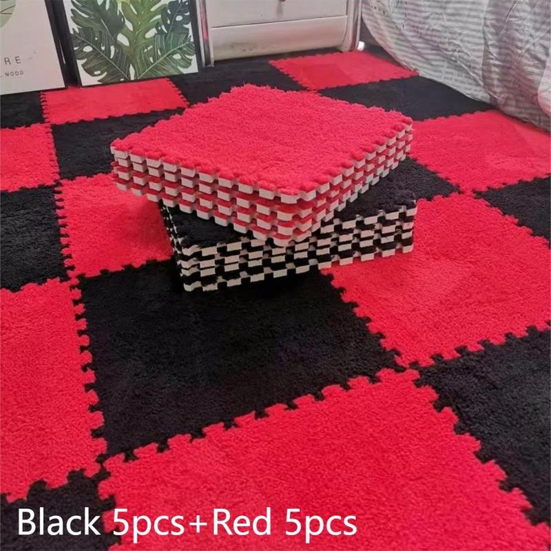 Product Introduction of Plaid Pattern Carpet, 10pcs/set Non-slip Soft Interlocking Floor Mat, Decorative Carpet for Home Living Room Bedroom, Home Decor 10