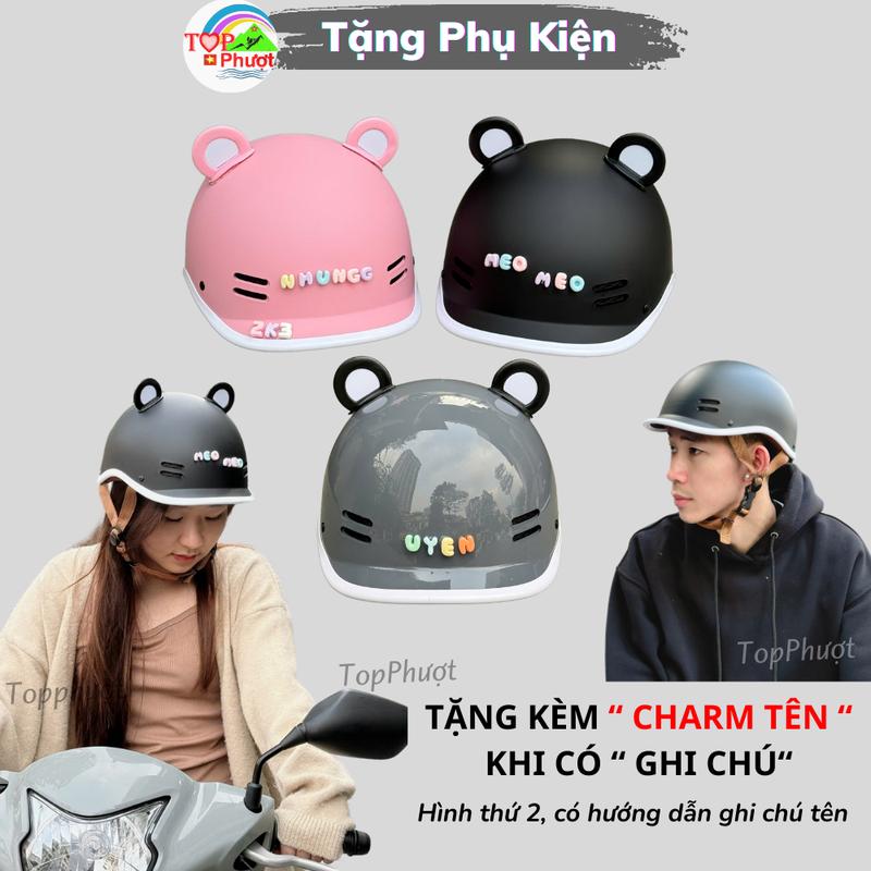 Nón bảo hiểm Cá Heo nam nữ cao cấp Đạt Chuẩn Chính Hãng SRT & Camry CR Helmet - Tặng kèm quà tặng phụ kiện tai gấu, charm tên gắn mũ bảo hiểm cute