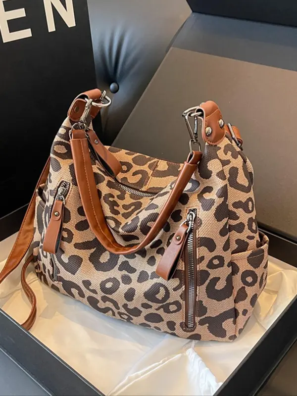 Summer Fashion Studded Decor Solid Color Zipper Shoulder Bag, Leather Satchel, Women's Trendy Crossbody Bag for School & Party, Crossbodybagwomen, Everyday Bags 4