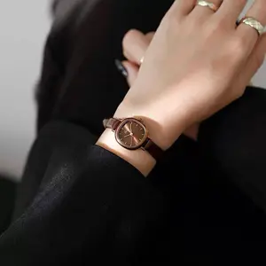 GEDI Jam Tangan Wanita Tali Kulit Anti Air Water Resistant Warna Vintage Black Coklat
