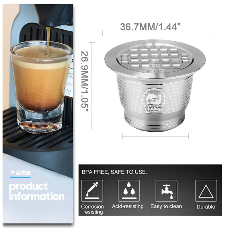 Product Introduction of Nespresso Stainless Steel Refillable Coffee Capsule Coffee Filter Coffee Pod New With Spoon 0