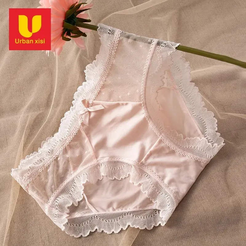 Đồ Lót Lụa Lạnh Phong Cách Nhật Bản, Dành Cho Nữ, Thiết Kế khoét Eo Giữa, Đáy Quần Cotton Cổ Điển Quần Lót Không Đường May Gợi Cảm Với Ren, Thích Hợp Cho Bé Gái, 3318
