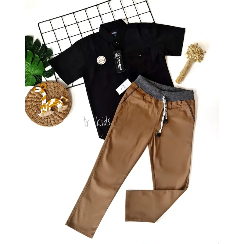 GRATIS ONGKIR/COD Setelan kemeja Polos Anak Pria Keren terlaris Berkualitas celana chinos panjang 40S usia 2-12 tahun By Zeal Fashion Kids 7