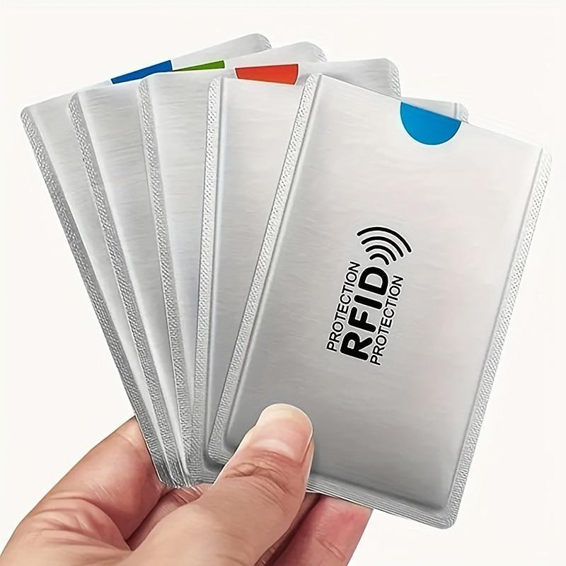 Product Introduction of RFID Card Protector, 10pcs/set Anti-slip Design Durable Aluminum NFC Blocking Cover for ID Card & Bank Card & Credit Card 4