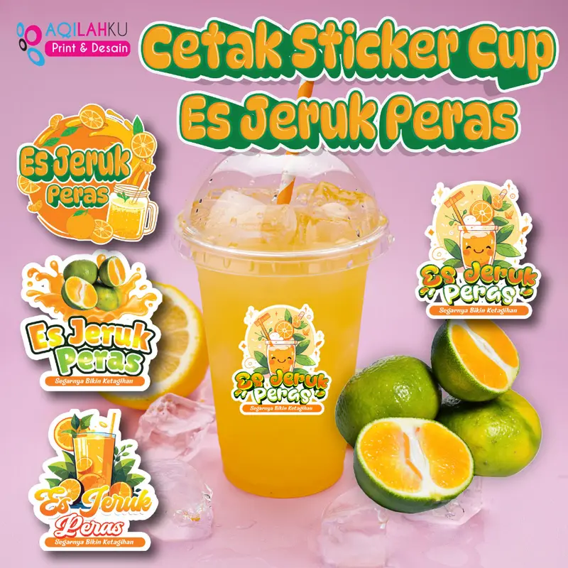 Stiker label cup ES Jeruk Peras  | 1 Pack isi 50 pcs Ready Stock 0
