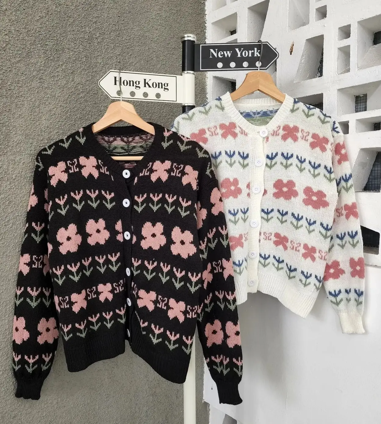 SAN (Gratis Ongkir COD) Flower Knite Outer Rajut & Sweatshirt Fashion Wanita