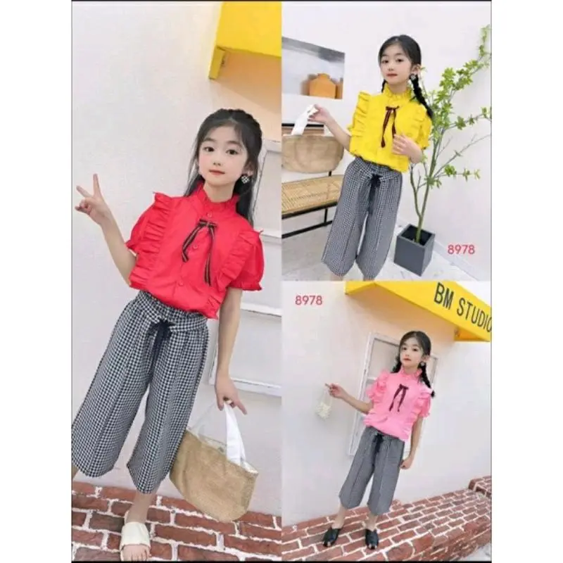 5-9th one set kulot anak / set kemeja anak cewek / set anak / setelan kulot anak perempuan
