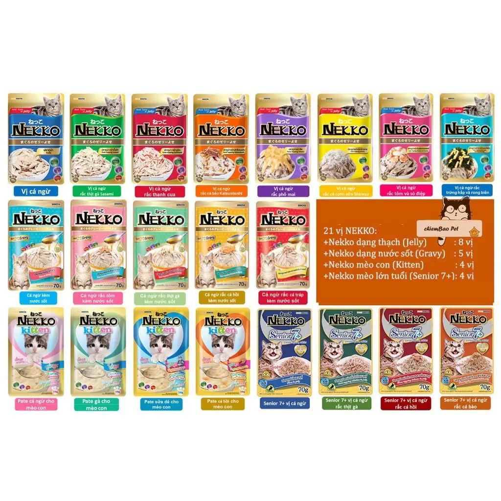 [Combo 12 Gói] Pate Nekko Cho Mèo Gói 70g - Pate Cho Mèo Nekko (Mix Đủ Vị)