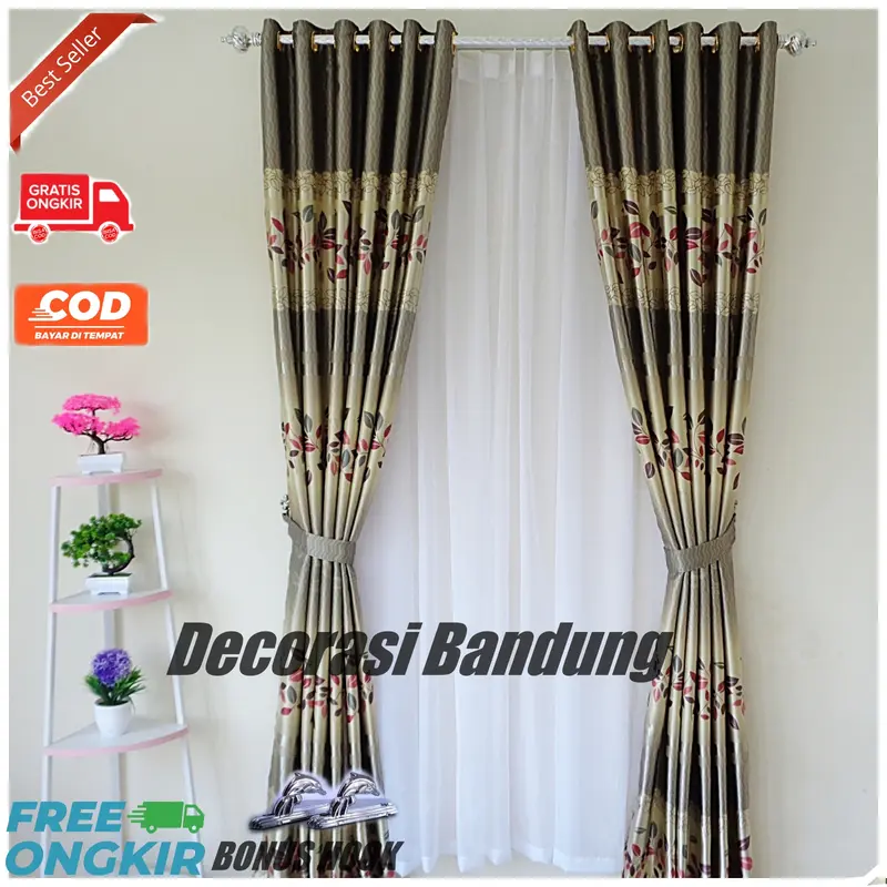 Gorden Pintu Kamar Tidur Aesthetic Blackout Import Printing Hijau Model Smokring 5
