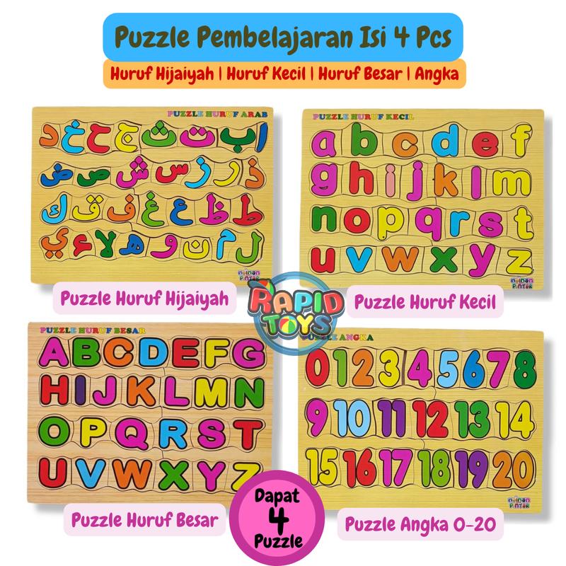 Product Introduction of Mainan Edukasi Anak Paket Puzzle Kayu Isi 4 Huruf Hijaiyah Arab Huruf Besar Kecil Angka 0-20 29
