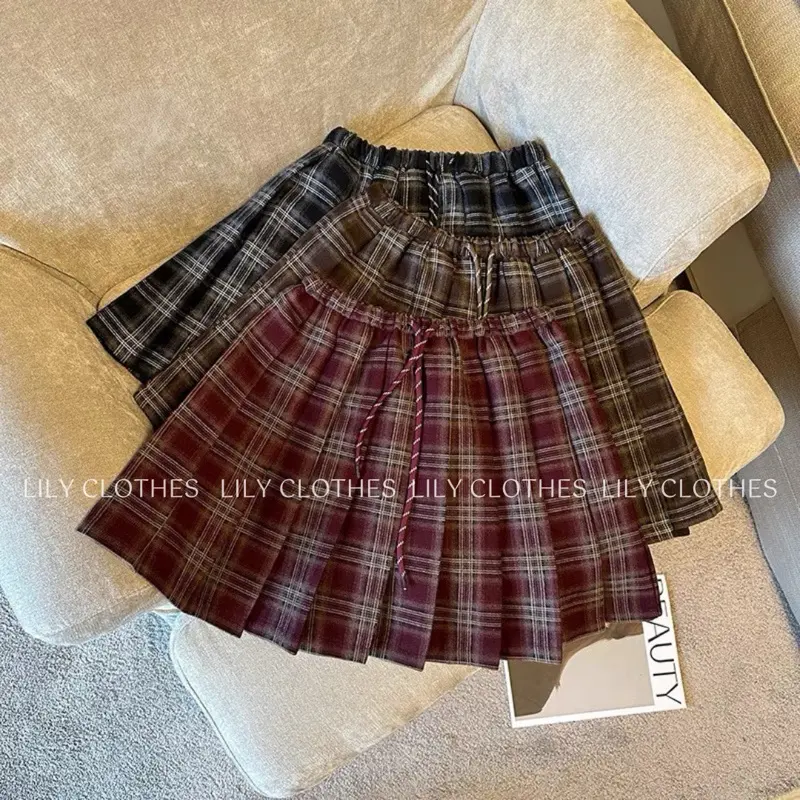 Chân váy kẻ caro xếp ly cạp chun có lót trong hàng QC dày dặn - Lily.clothes - Women, Nữ