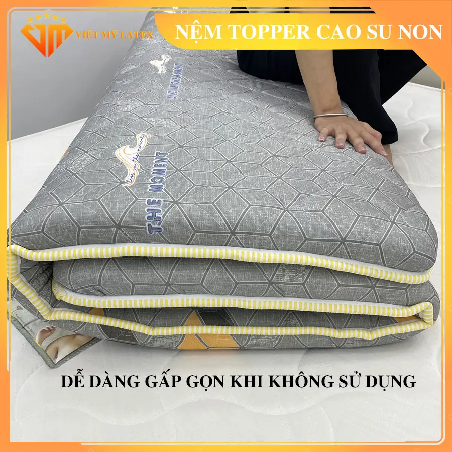 Nệm Topper cao su non cao cấp độ dày 3cm-7cm đàn hồi cao, êm ái thoáng khí không xẹp lún, nệm văn phòng, nệm ký túc xá cao su nhân tạo
