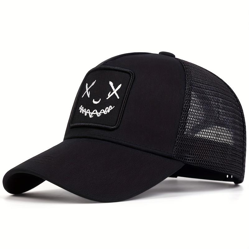 Smiling Face Embroidery Baseball Cap Unisex Mesh Breathable Hip Hop Trucker Hat Adjustable Sunscreen Dad Hats For Women & Men 2