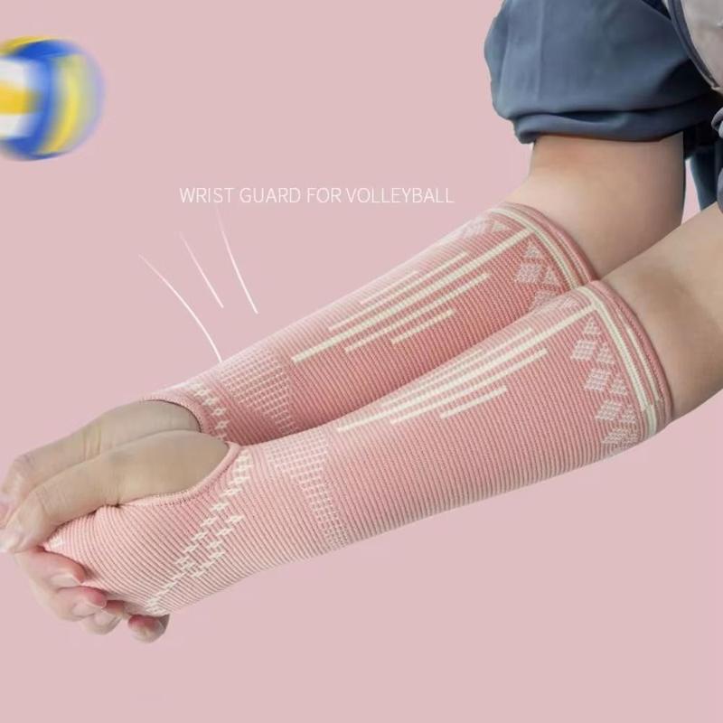 Product Introduction of 1Pair Tennis Polyester Volleyball Arm Sleeves Breathable Elastic Sports Wristbands Multifunctional Pink/Black Volleyball Wristbands Volleyball Player 14