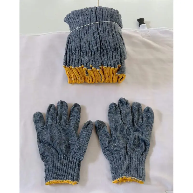Sarung tangan kain lusinan atau satu pasang/sarung tangan rajut murah putih dan abu abu/sarung tangan kerja 1