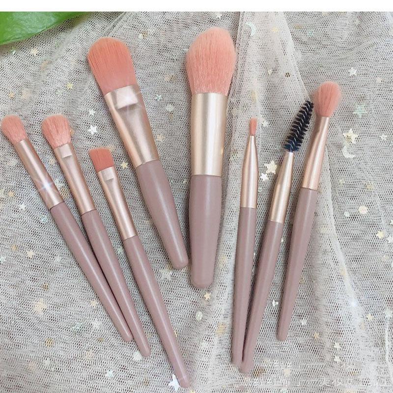 Full Bộ cọ 8 cây makeup lông mềm mịn tặng kèm túi Zip Vintage, Bộ cọ trang điểm cá nhân gốm 8 cây chính hãng 5