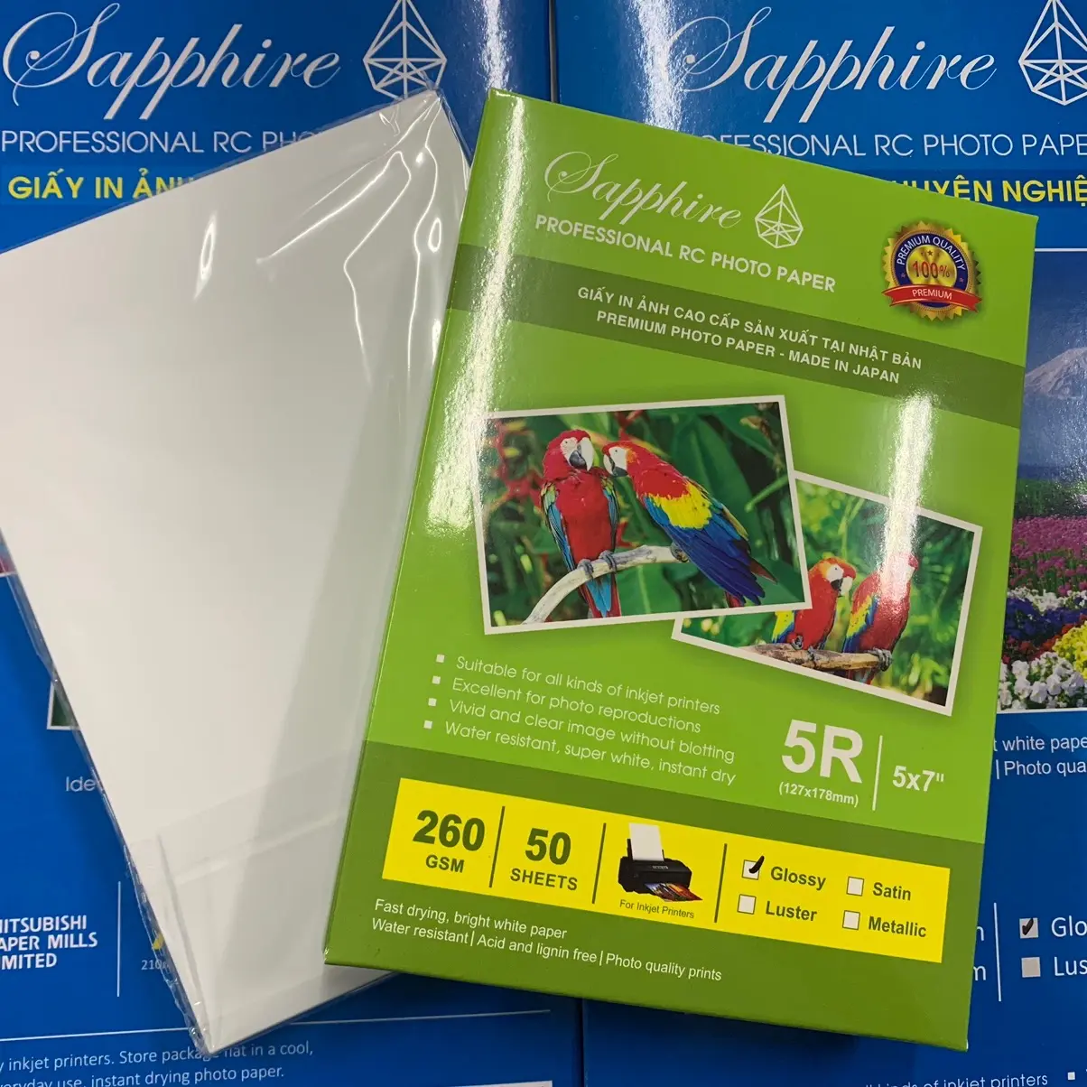 Giấy in ảnh Sapphire 13x18 Glossy 260, 1 tập 50 tờ