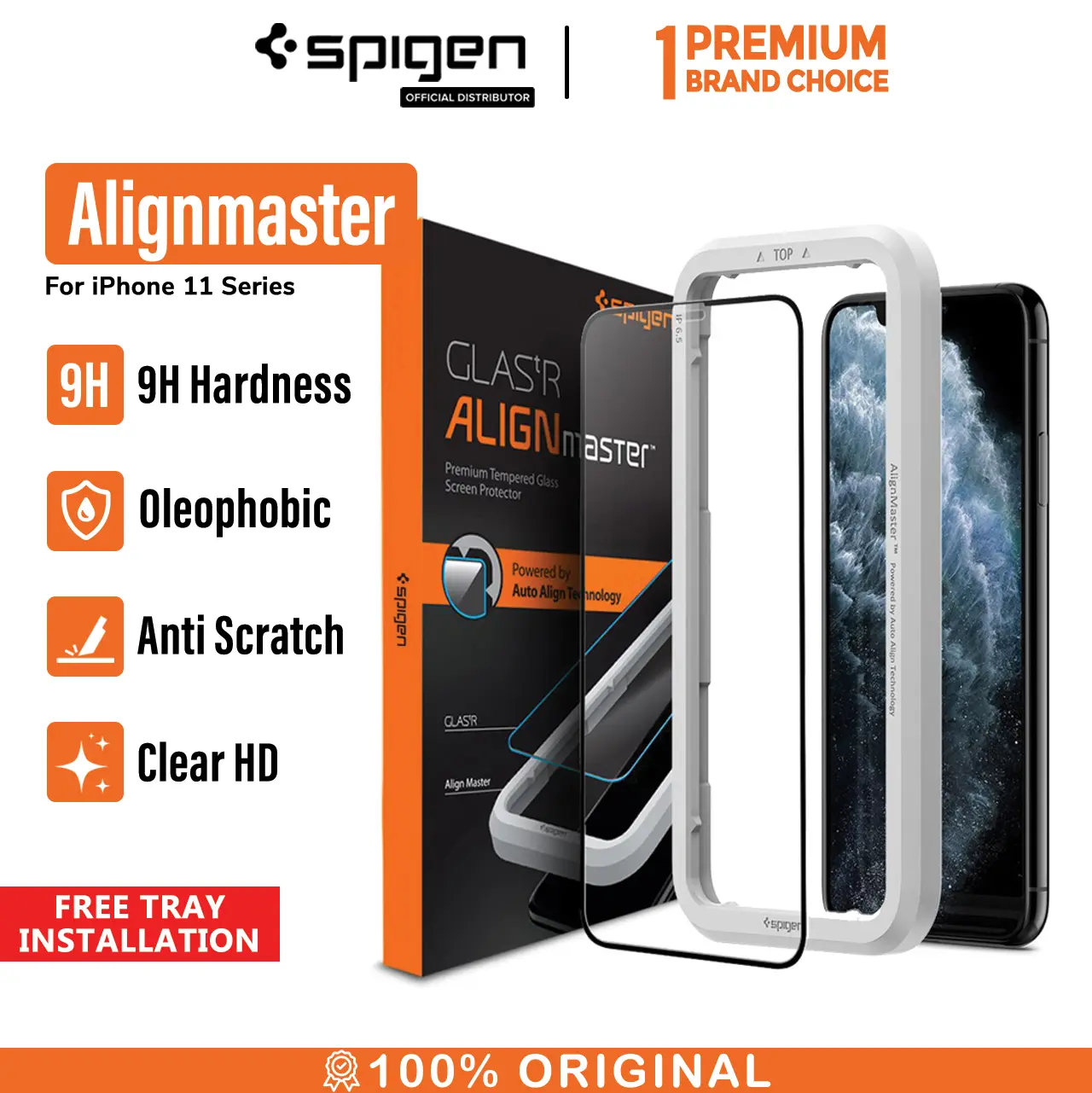 Tempered Glass for iPhone 11 / Pro / Pro Max Spigen AlignMaster Full Cover Layar