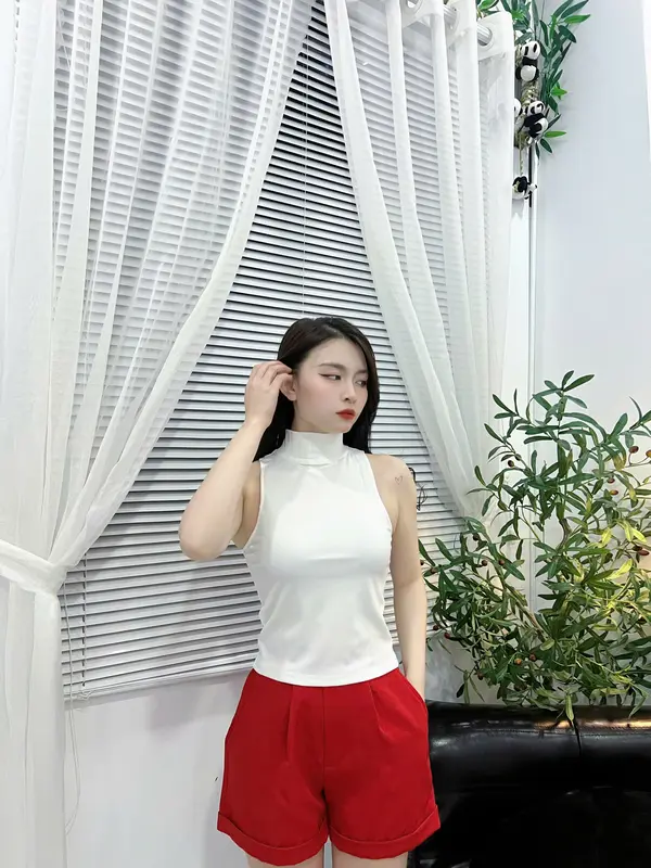 Áo croptop ba lỗ nữ A02 Thun Cotton co giãn thoải mái 2