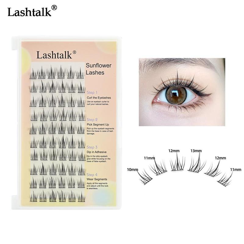 Mixed Length & Style Fluffy Cluster False Eyelashes, 1 Set Natural Curl Wispy Cat Eye Style Faux Cluster Lashes Strip Lashes 7
