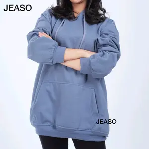 Jeaso Hoodie Sweater Fleece Pria Wanita Polos Lembut Size L XL 2XL 3XL 4L Kasual Bukan Zipper Crewneck Distro Basic Oversize Tebal hoodie & jumper Keren