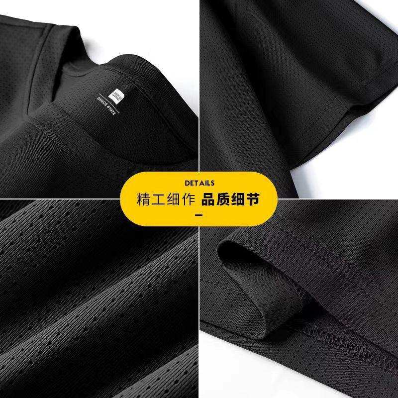 Áo Thun ngắn Tay Lụa Lạnh Dành Cho Nam Giới, Dáng Rộng Vừa Vặn, Trang Phục Mùa Hè, Lưới Thoáng Khí, Thiết Kế Chữ Cái, Phong Cách Thể Thao Ngầu Lớp Cơ Sở 3