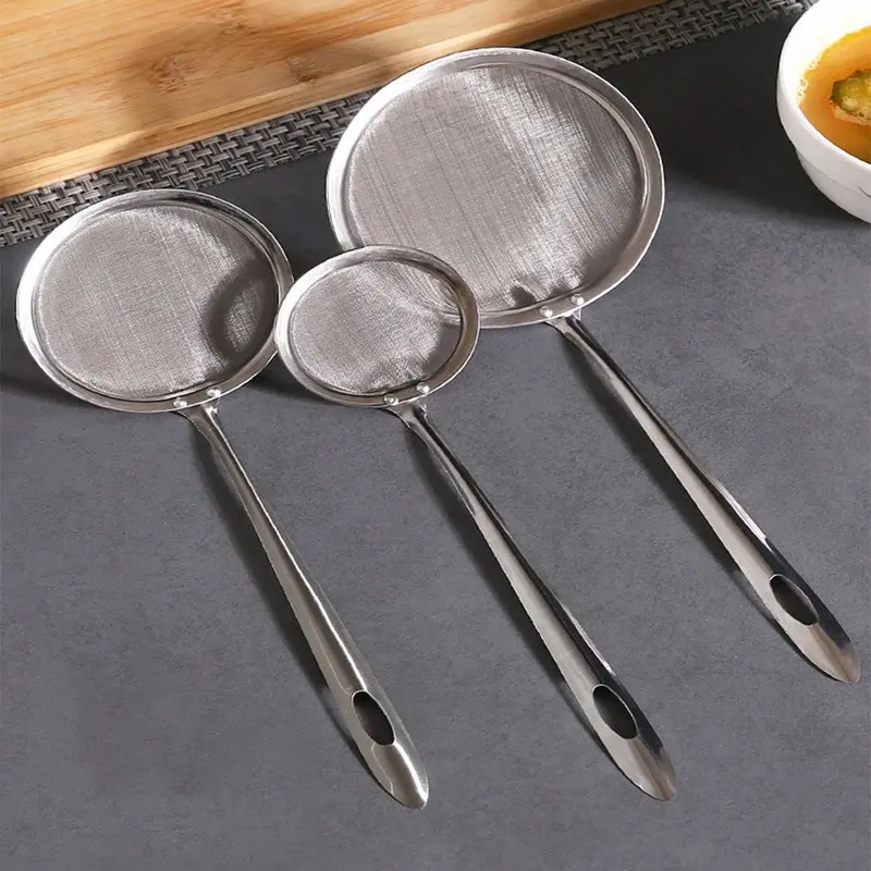 Kitchen Multi-functional Filter Spoon Stainless Steel Fine Mesh Wire Oil Skimmer Strainer Fried Food Kitchen Gadgets