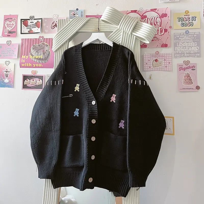 ÁO CARDIGAN GẤU TRẮNG SẮC MÀU / GẤU ĐEN SẮC MÀU 2
