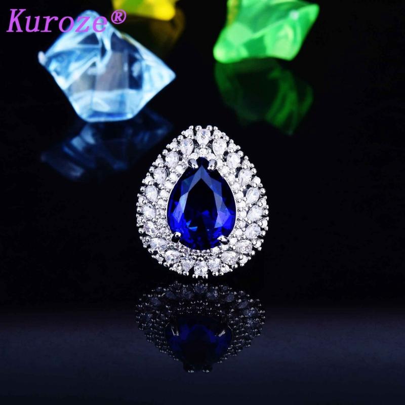 Product Introduction of Kuroze Exquisite Set Natural Sapphire Pendant Open Ring Earrings 20