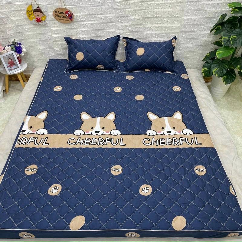 Bộ Ga Chun Cotton Poly Trần bông dày dặn nhiều màu sắc dùng cho nệm 5-12cm