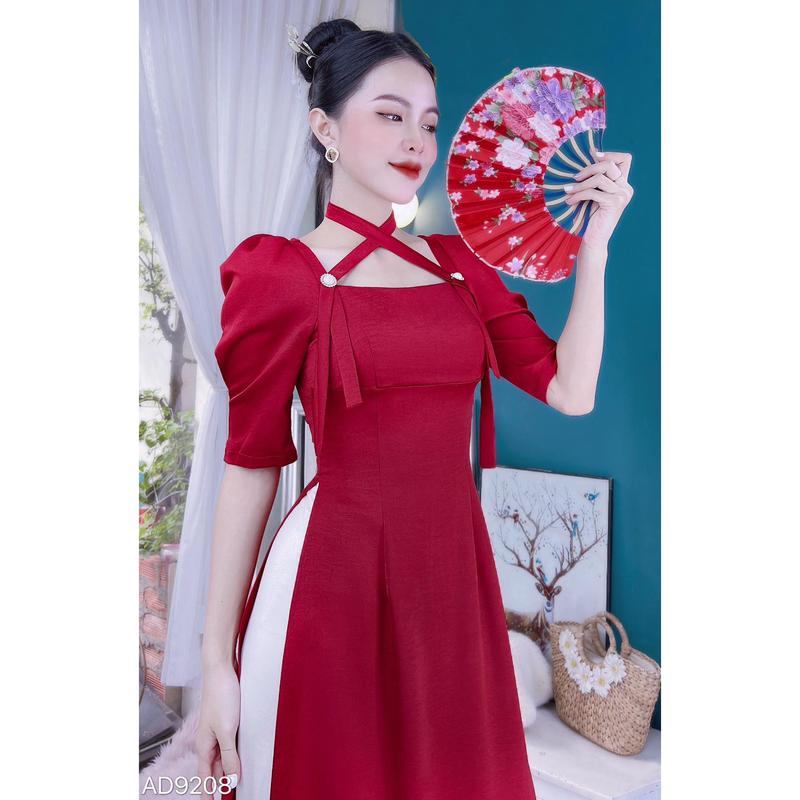 Áo dài nữ, áo dài cách tân nữ kiểu cổ vuông yếm ngọc CHUU AD9208 1