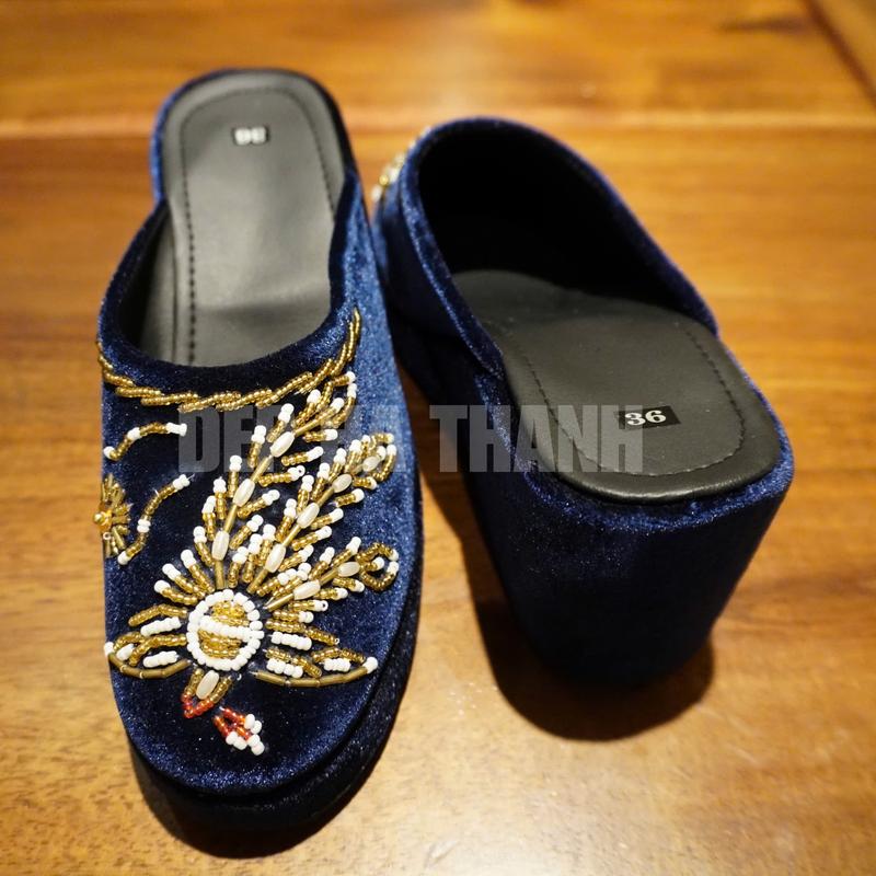 Hài Nhung Kết Cườm Phụng Thủ Công Cho Nữ 7 cm ( cao 7 phân ) 4