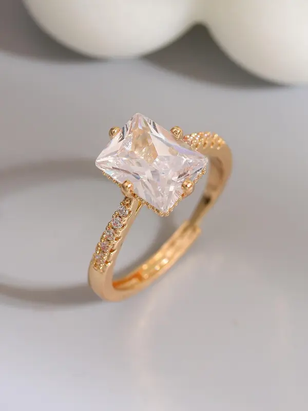 Elegant Square Shaped Zirconia Ring, Fashion Jewelry for Party, Daily Clothing Decor, Trendy All-match & Exquisite Jewelry for Birthday Gift 0