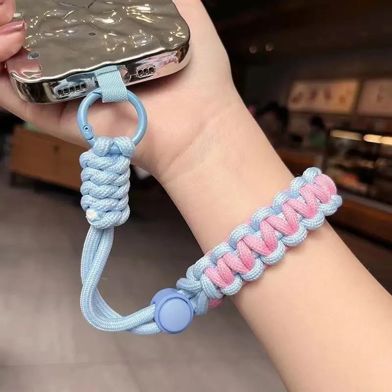 Dopamine Color Braided Wrist Strap for Phone Case - Multi-Functional Anti-Loss Keychain Lanyard, Adjustable & Stylish Phone Accessory