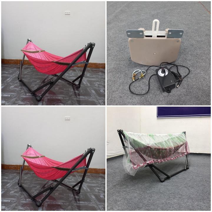 combo máy đưa võng mini+bộ võng mini+mùng 4