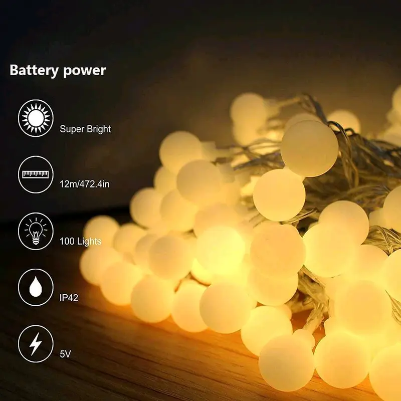 Lampu Hias TUMBLR Sperical Light String Portable baterai 2