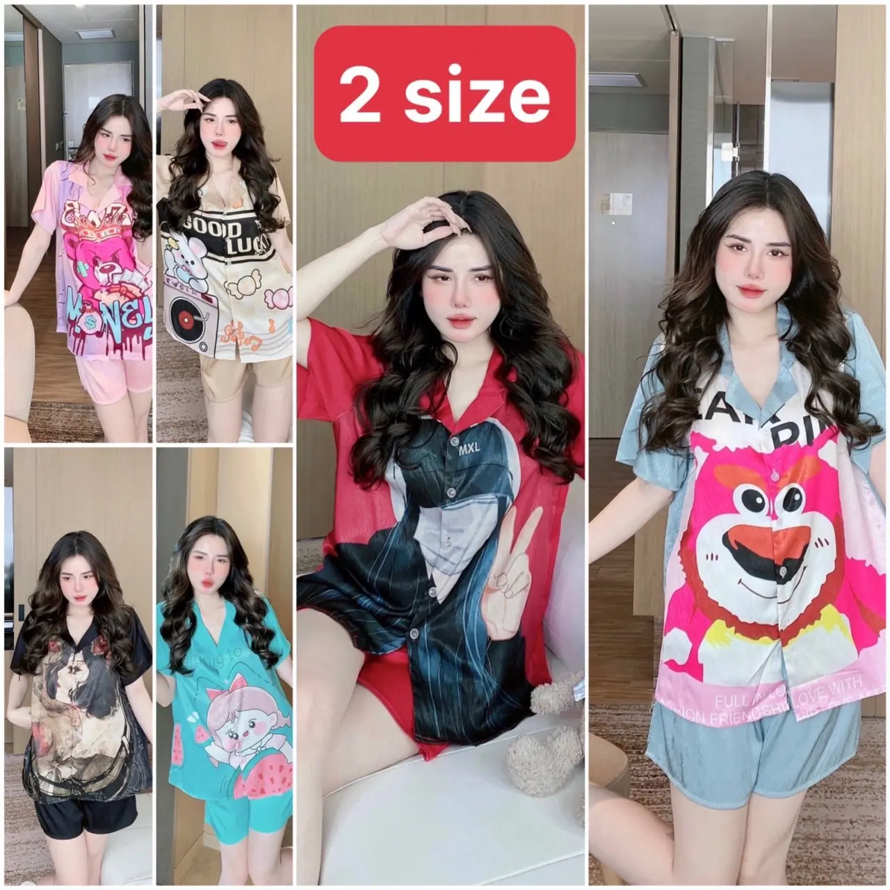 Đồ Bộ Pijama Đùi Lụa Xước Tay Ngắn Freesize 40-58Kg &Bigsize 60-75Kg dobodui