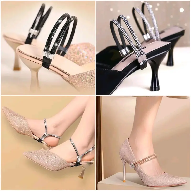 Quai giày chống rộng chống tuột gót chân đính đá sang trọng dây  cố định cao 5