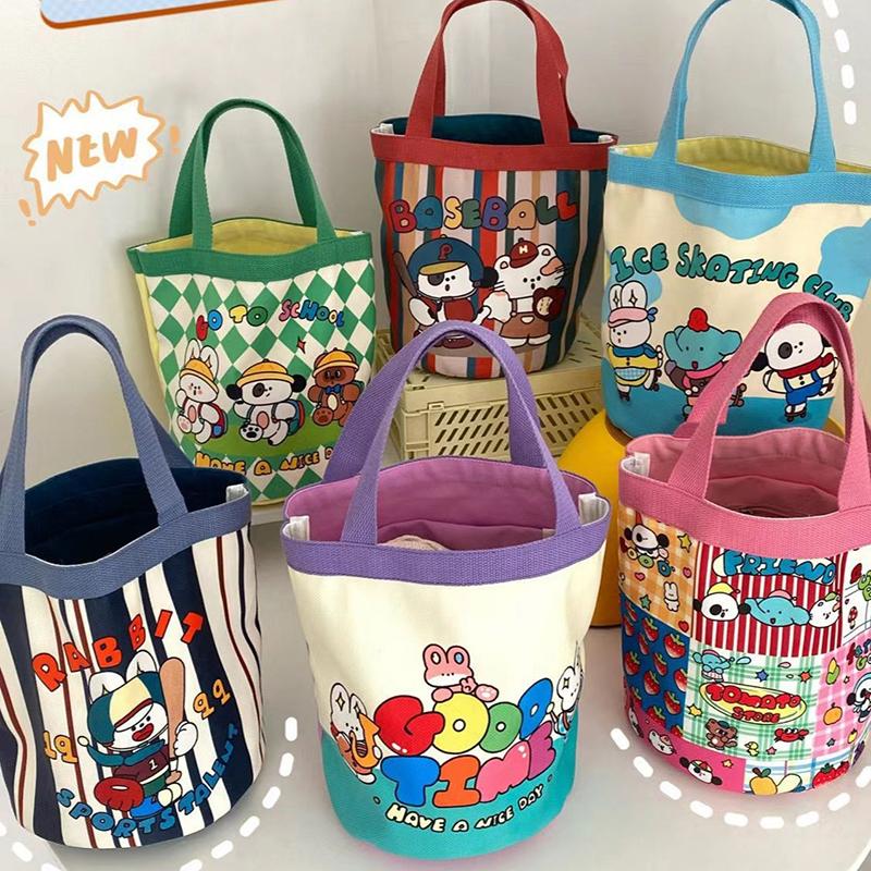 Product Introduction of Túi Bucket Vải Bố, Phong Cách Thường Ngày Tote, Dành Cho Nữ, In Hình Hoạt Hình, Túi Ăn Trưa, Túi Mua Sắm, Túi Đi Học 11