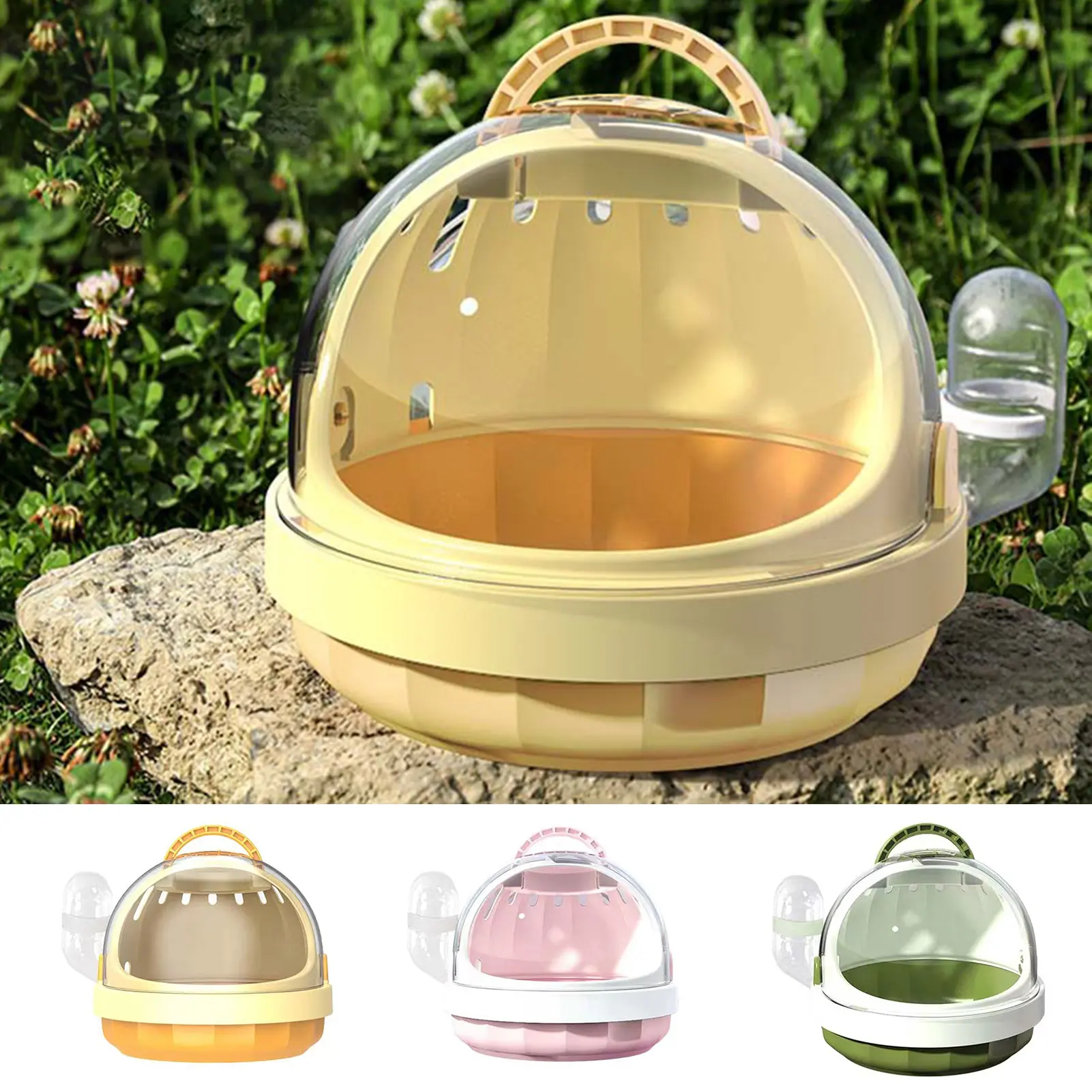 Hamster Carrier Cage with Water Bottle Portable Plastic Guinea Pig Travel Cage for Small Animals Gerbils Mice Dwarf Hamster