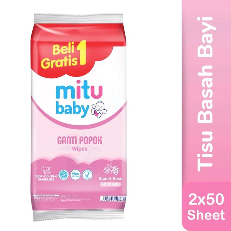 Product Introduction of tissue basah mitu 50 s buy 1 get 1 Wipes bayi Tisu Alcohol-Free Tidak 2