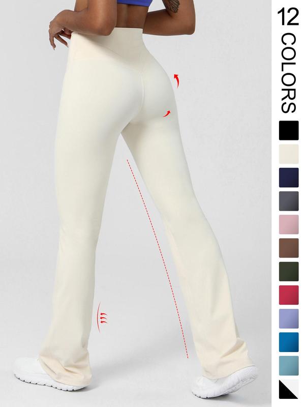 Women's Basic Plain High Waist Slim Flare Leg Yoga Pants, Solid Bell Bottom Sports Trousers for Workout Gym Fitness, Women's Joggers 1