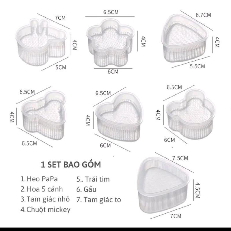 [Tặng Thìa] Combo 7 Khuôn Làm Cơm Nắm Dễ Thương Cho Bé 5