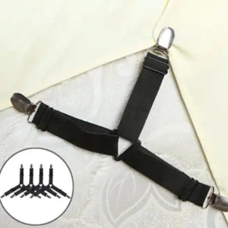 Bộ 4 Chiếc Kẹp Ga Giường Chống Xê Dịch Cố Định Và Giữ Phẳng.Dây Buộc Ga Giường Drap Có Sự Đàn Hồi,Màu Sắc Ngẫu Nhiên 4