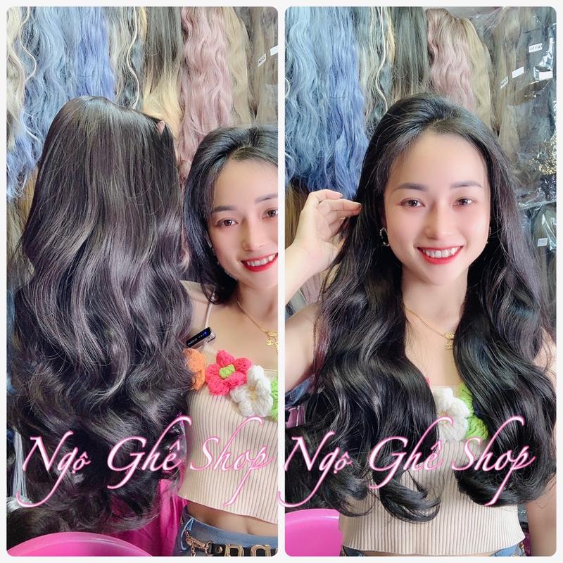 Tóc giả kẹp u 3/4 đầu xoăn layer, 9137 đẹp 50cm nhìu màu, tặng dưỡng Women Wig Cài Tóc